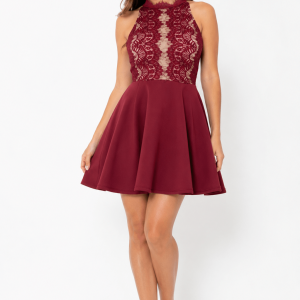 Vestido Vino con Encaje